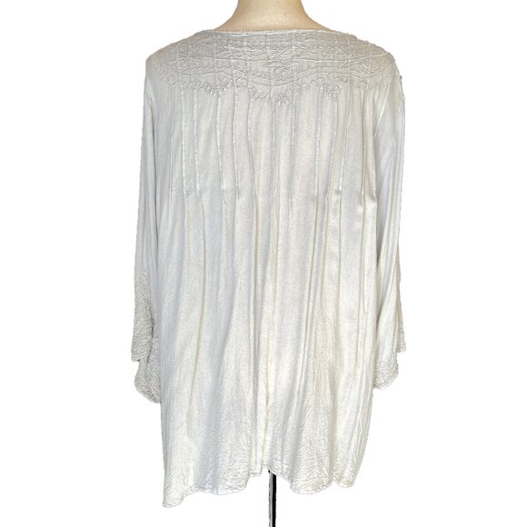 SOLITAIRE Women’s Boho Embroidered Gray Tunic Top Size 2X - Picture 3 of 11